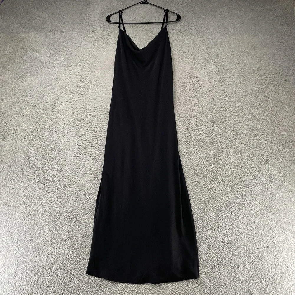 Abercrombie & Fitch Slip Maxi Dress Womens Medium Black Cowl Neck Satin Formal